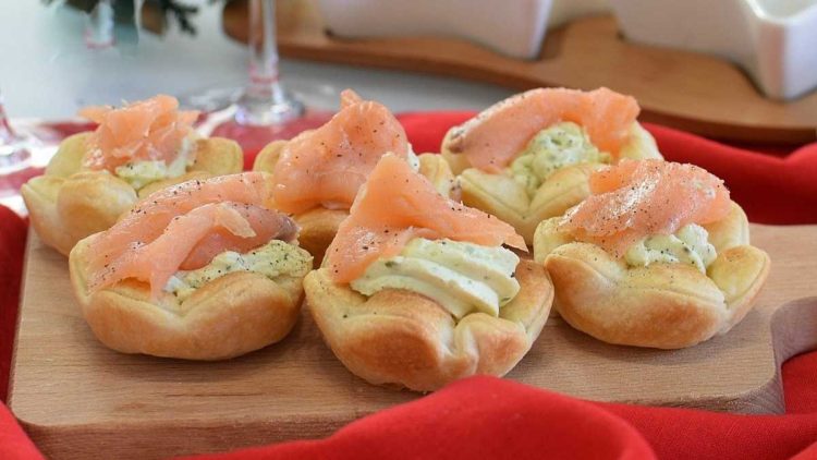 Paniers feuilleté saumon fumé