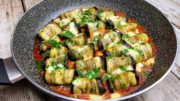 Rouleaux d'aubergines à la mozzarella