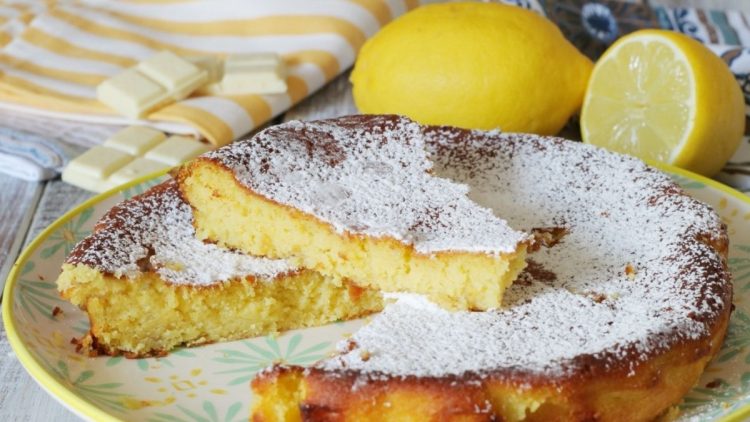 gâteau caprese au citron et au chocolat blanc