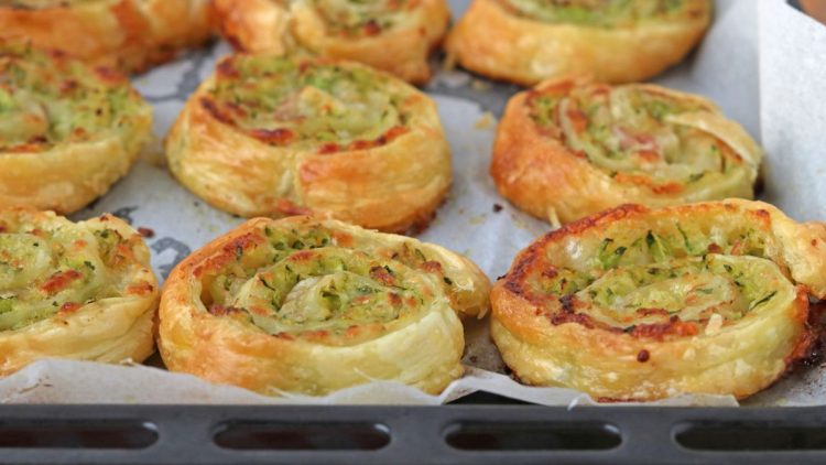 spirales feuilletées courgette et bacon