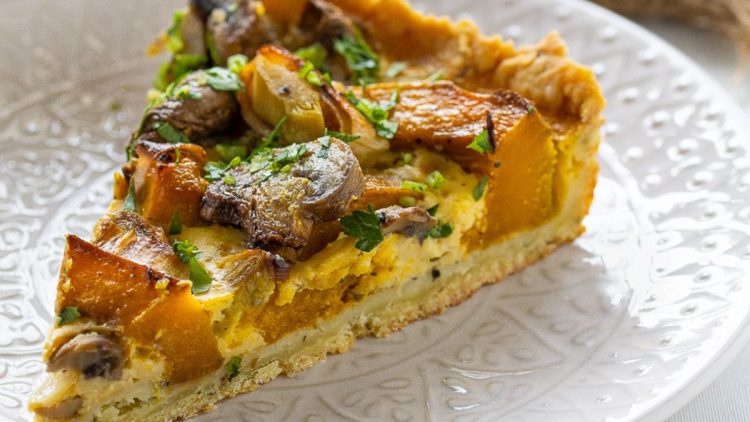 tarte d’automne au potimarron et champignons