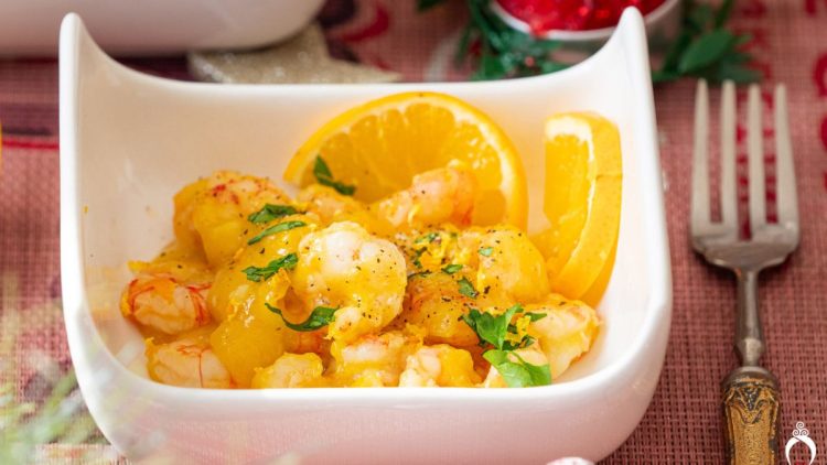 crevettes sautées à l'orange