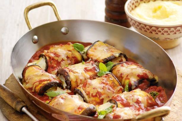 Aubergines roulées à la mozzarella