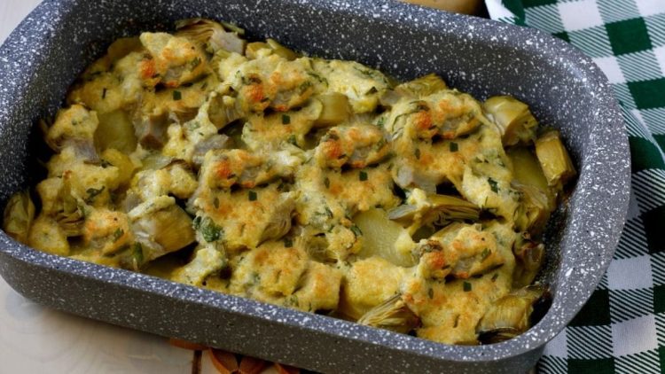 Gratin d'artichauts et pommes de terre
