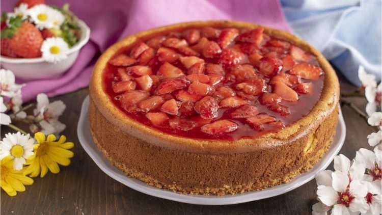 Cheesecake cuit aux fraises et mascarpone