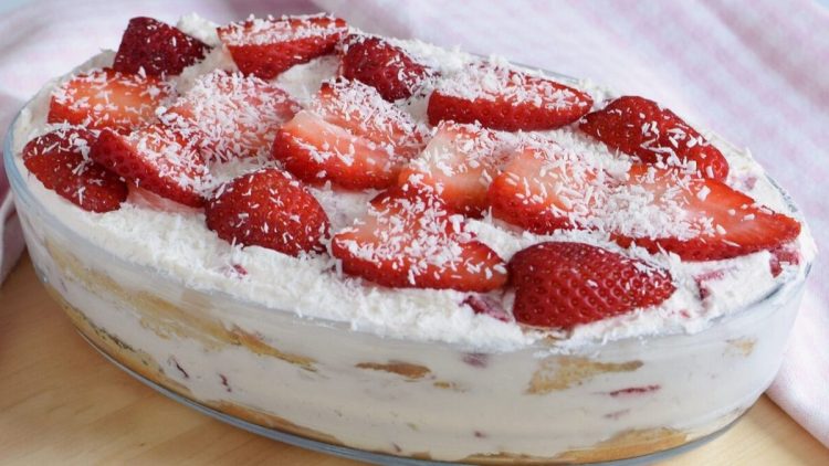 Tiramisu aux fraises sans œufs