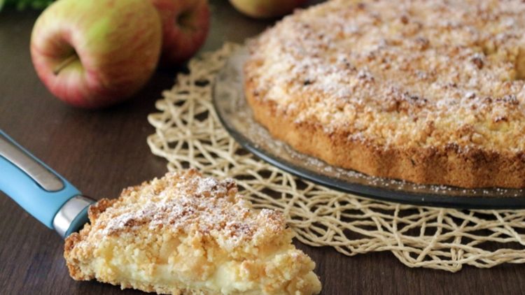 tarte crumble à la crème pâtissière et aux pommes