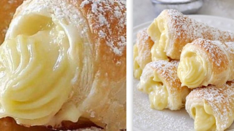 cônes feuilletés à la crème pâtissière