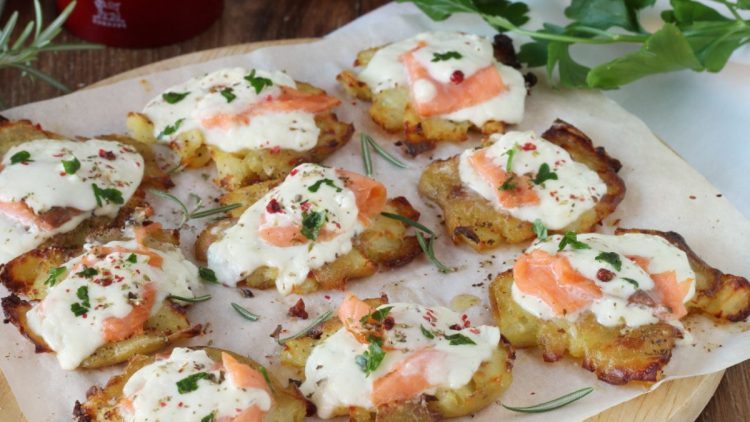 pommes de terre écrasées au saumon