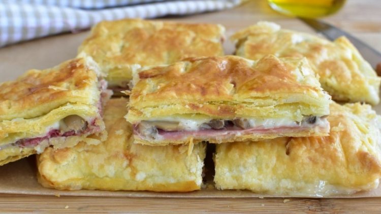 feuilleté aux champignons et au jambon