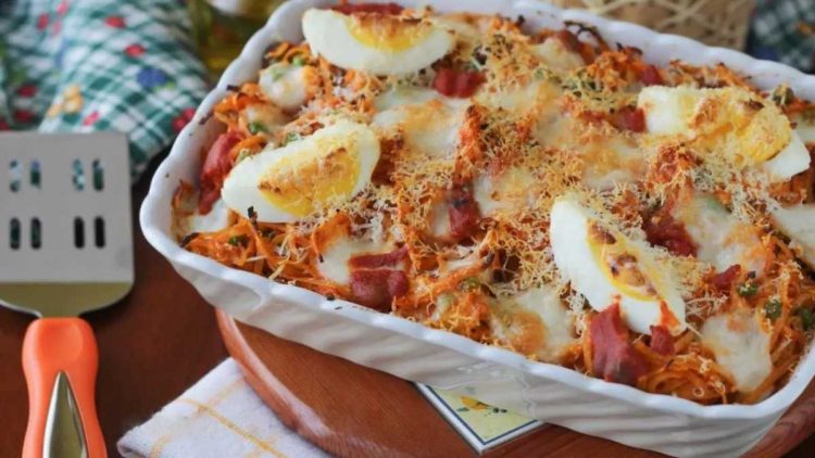Pâtes tagliolini aux œufs au four