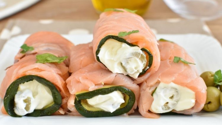 petits roulés de saumon aux courgettes