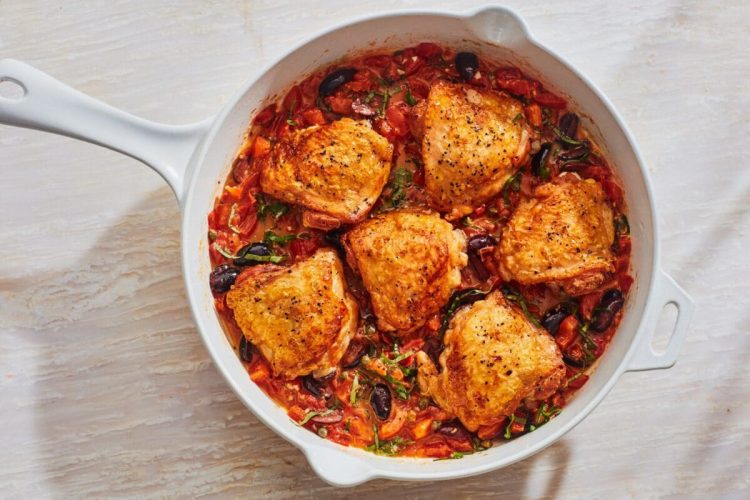 Poulet sauce à la crème et tomates