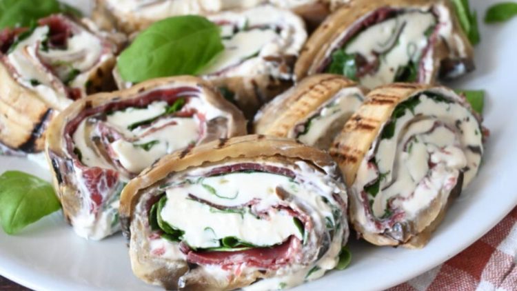 roulés d’aubergines grillées à la bresaola
