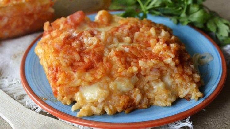 Riz et mozzarella au four