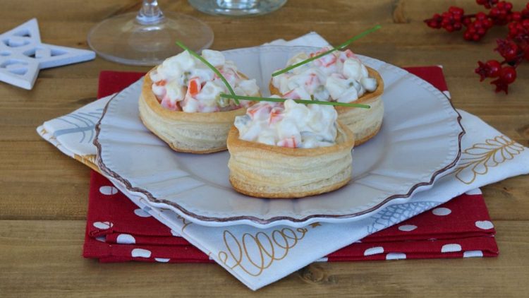 paniers feuilletés à la salade russe