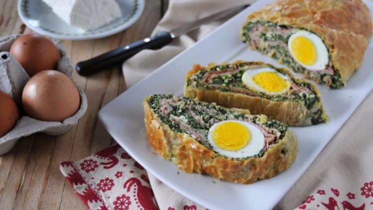 tarte roulée aux épinards et œufs durs
