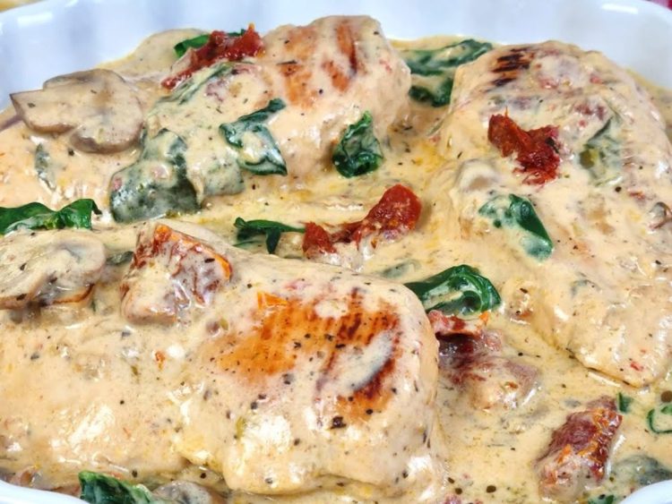poulet à la crème et champignons