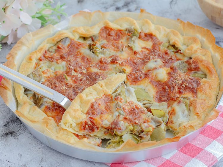 tarte fine aux artichauts et au fromage scamorza